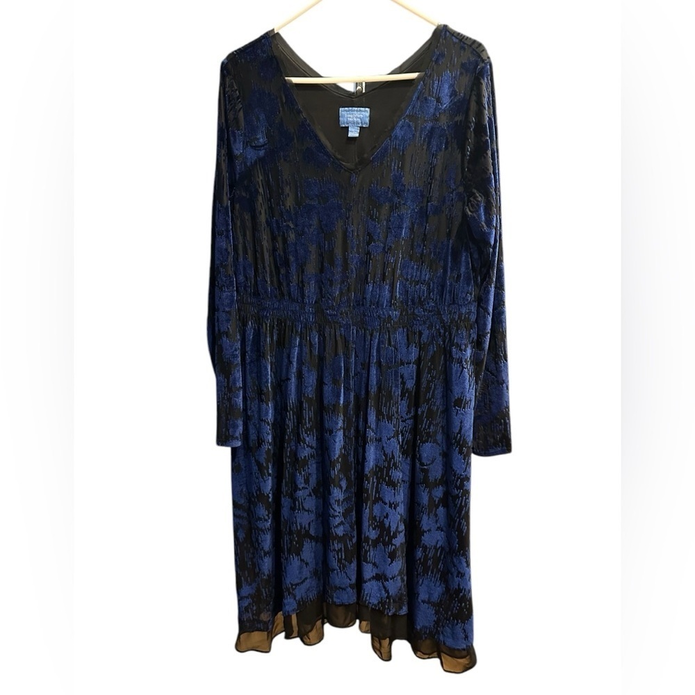 Simply Vera by Vera Wang Elegant Blue and Black Women's Dress size L - Picture 2 of 7